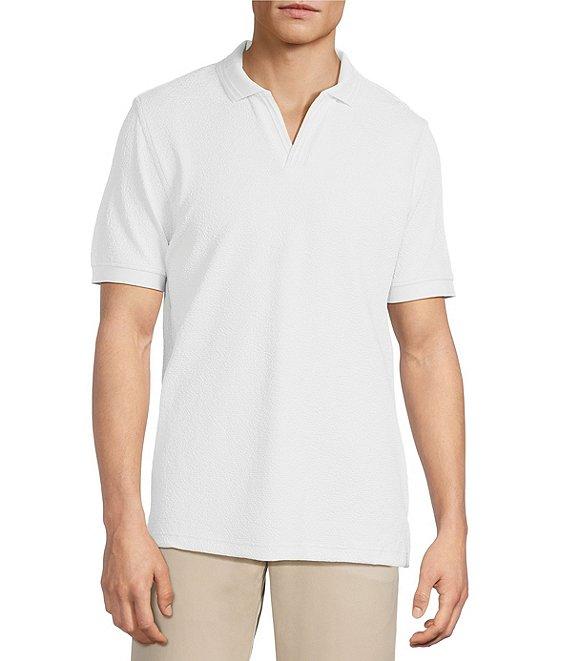 Hart Schaffner Marx Short Sleeve Johnny Collar Textured Polo Product Image