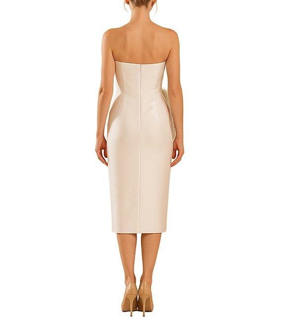 Terani Couture Mikado Strapless Floral Applique Midi Dress Product Image
