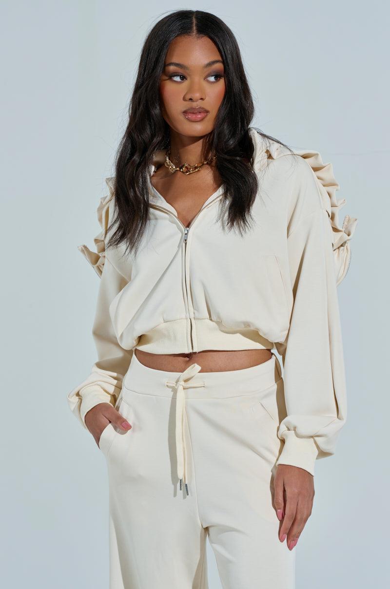 KHOLE RUFFLED ZIP UP SWEATSHIRT Product Image