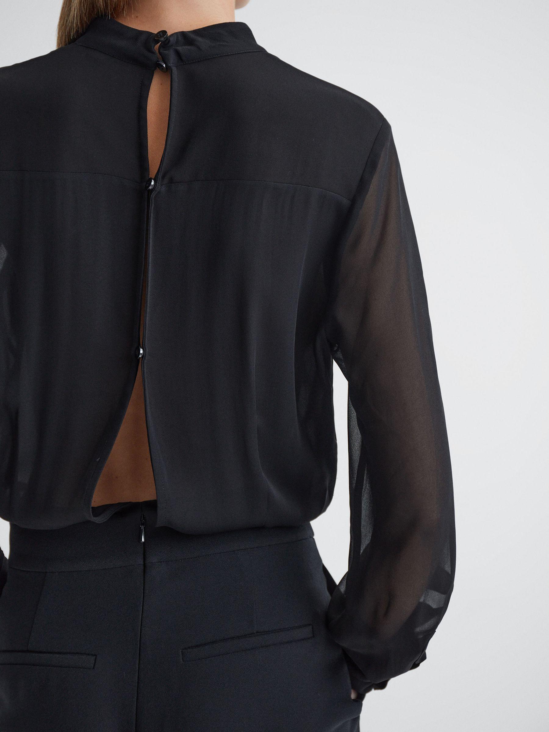 Sheer Fitted Jumpsuit in Black Product Image