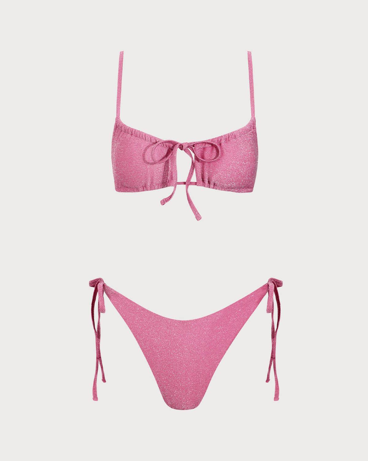 Pink Lurex Cut Out Bikini Set Product Image