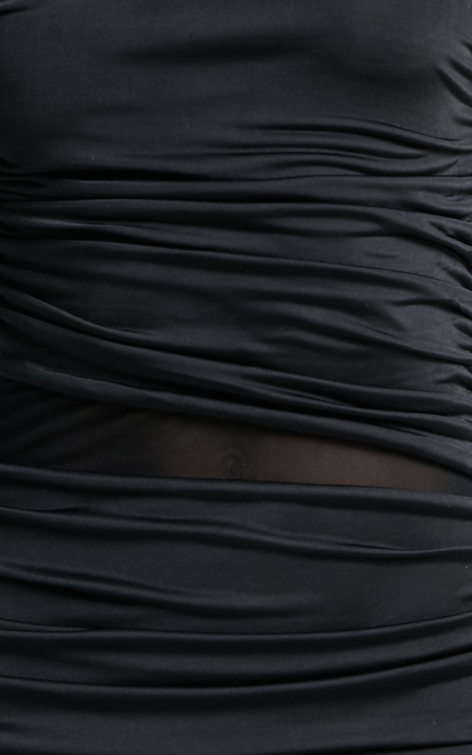 Sahara Midi Dress - Long Sleeve Mesh Dress in Black Product Image