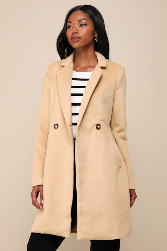 Harriet Long Double-Breasted Tan Coat Product Image
