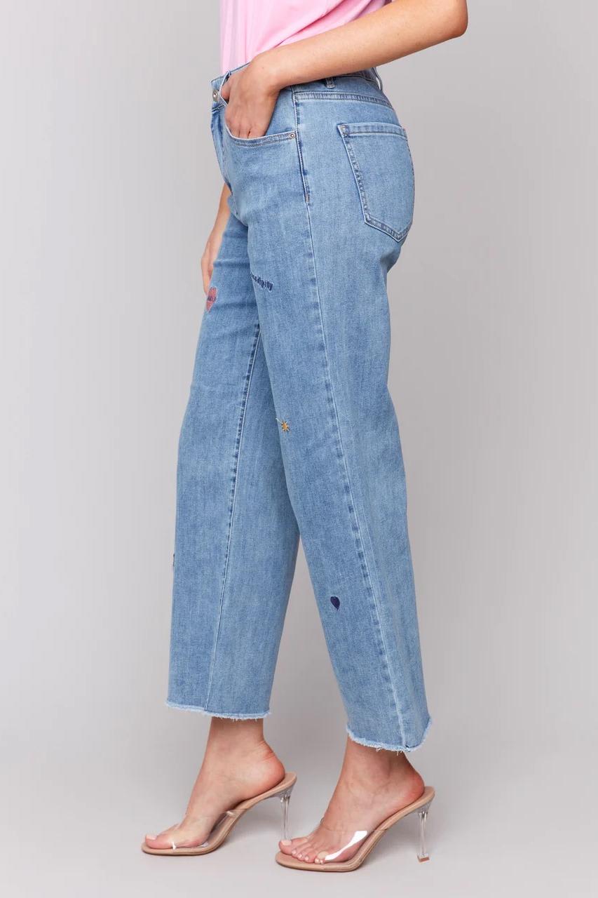 Embroidered Flare Jeans Product Image