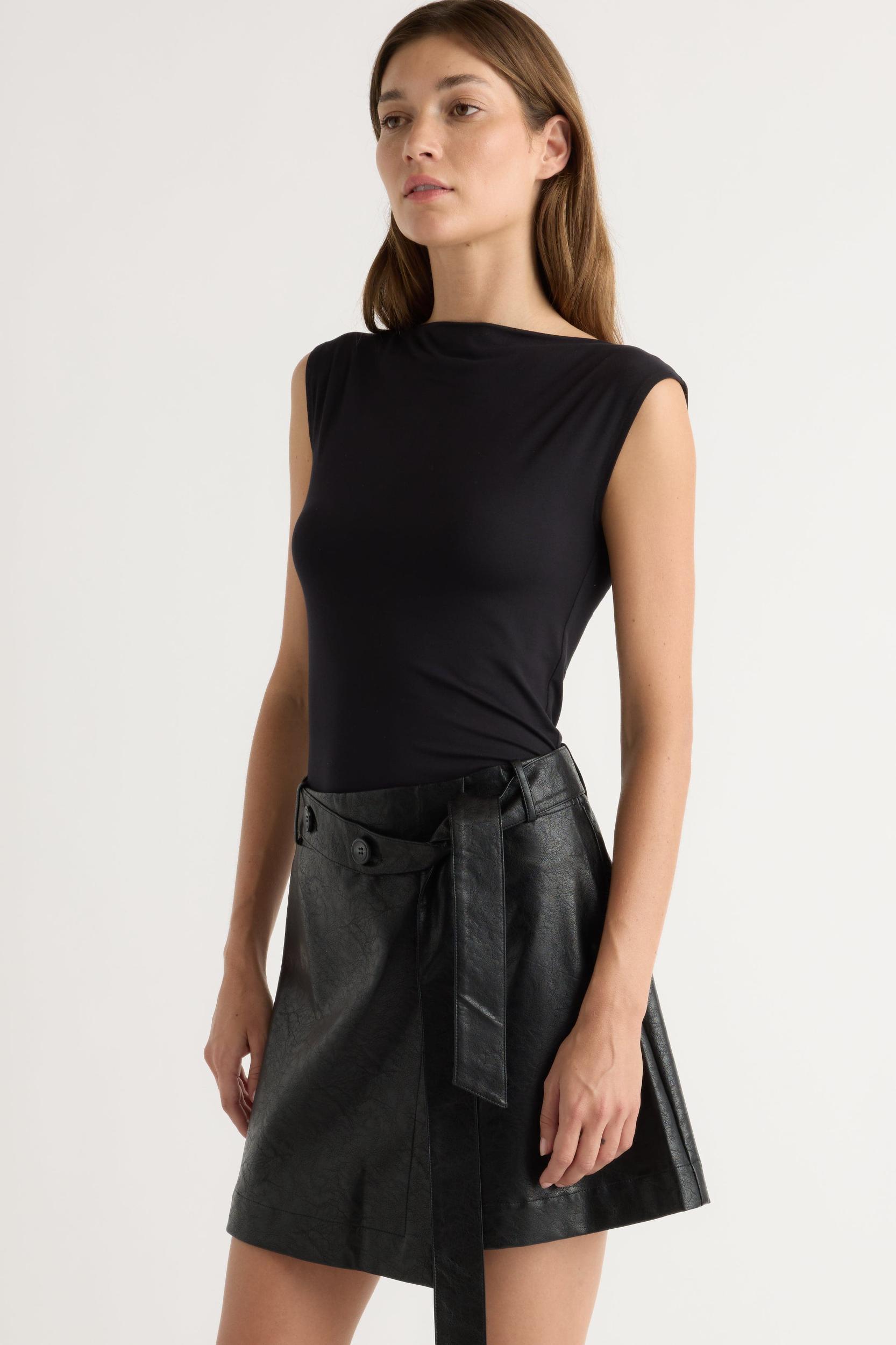 Tanner Vegan Leather Wrap Skirt Product Image