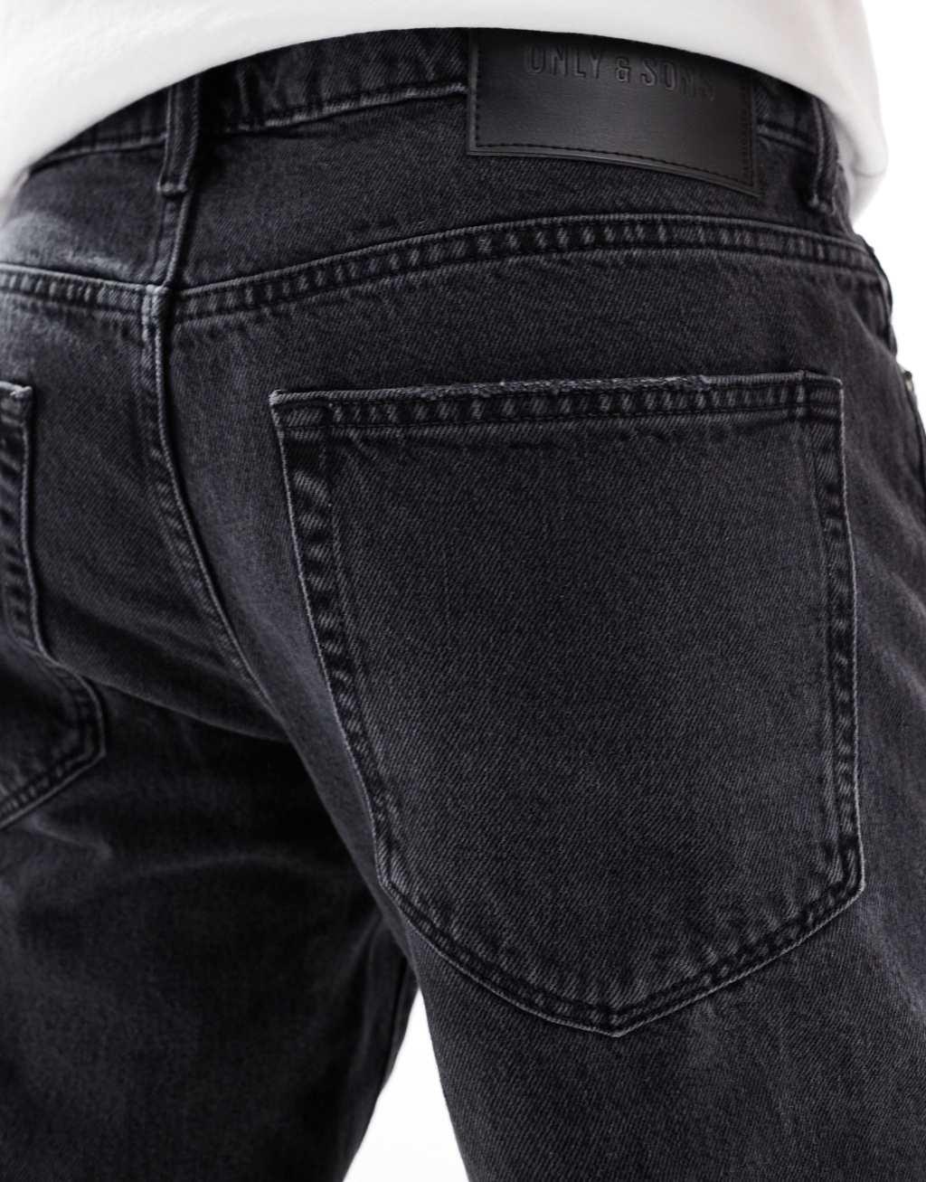 Only & Sons Edge straight fit jeans in black wash Product Image
