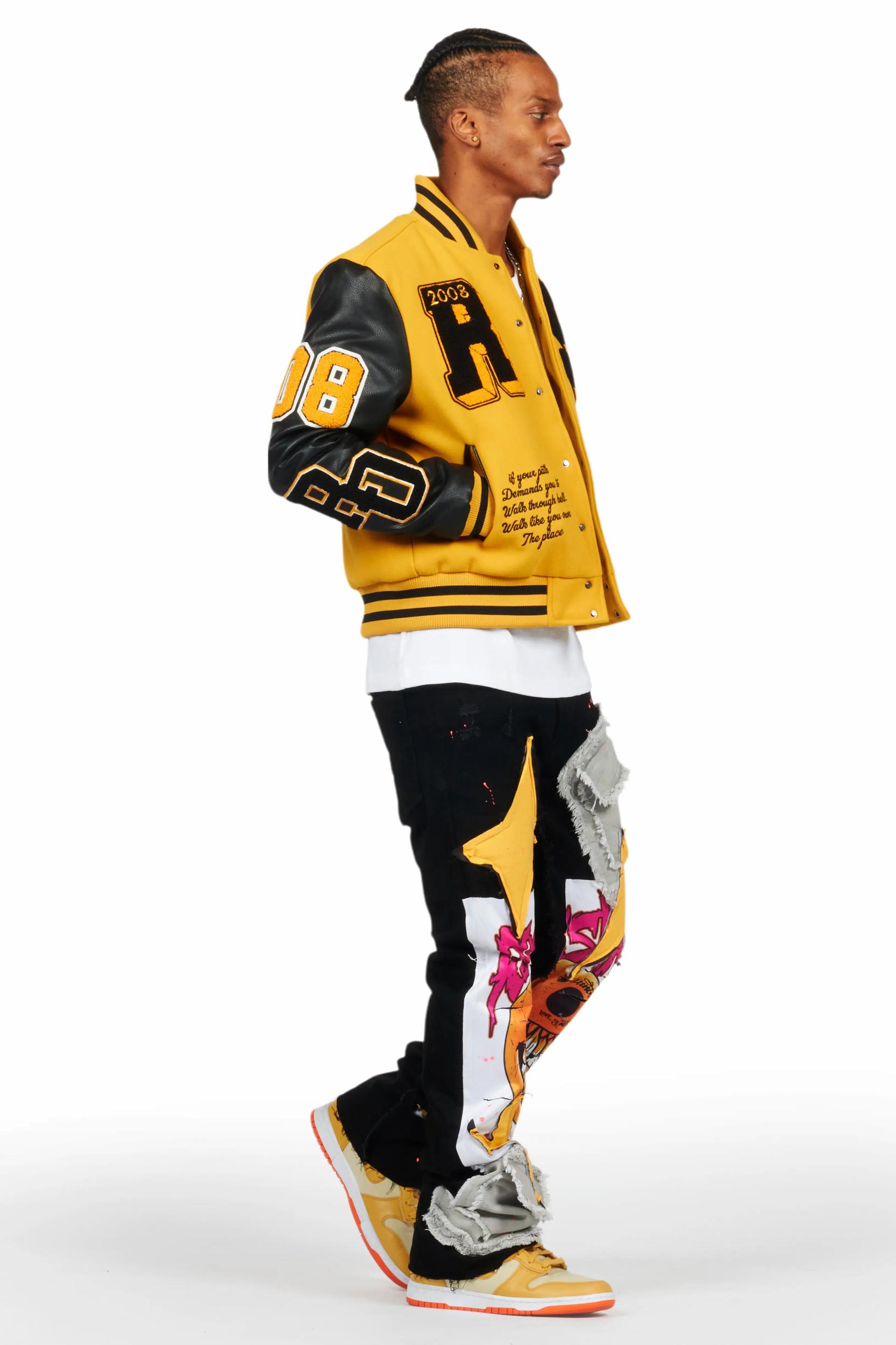 Leslaw Yellow/Black Varsity Jacket Male Product Image