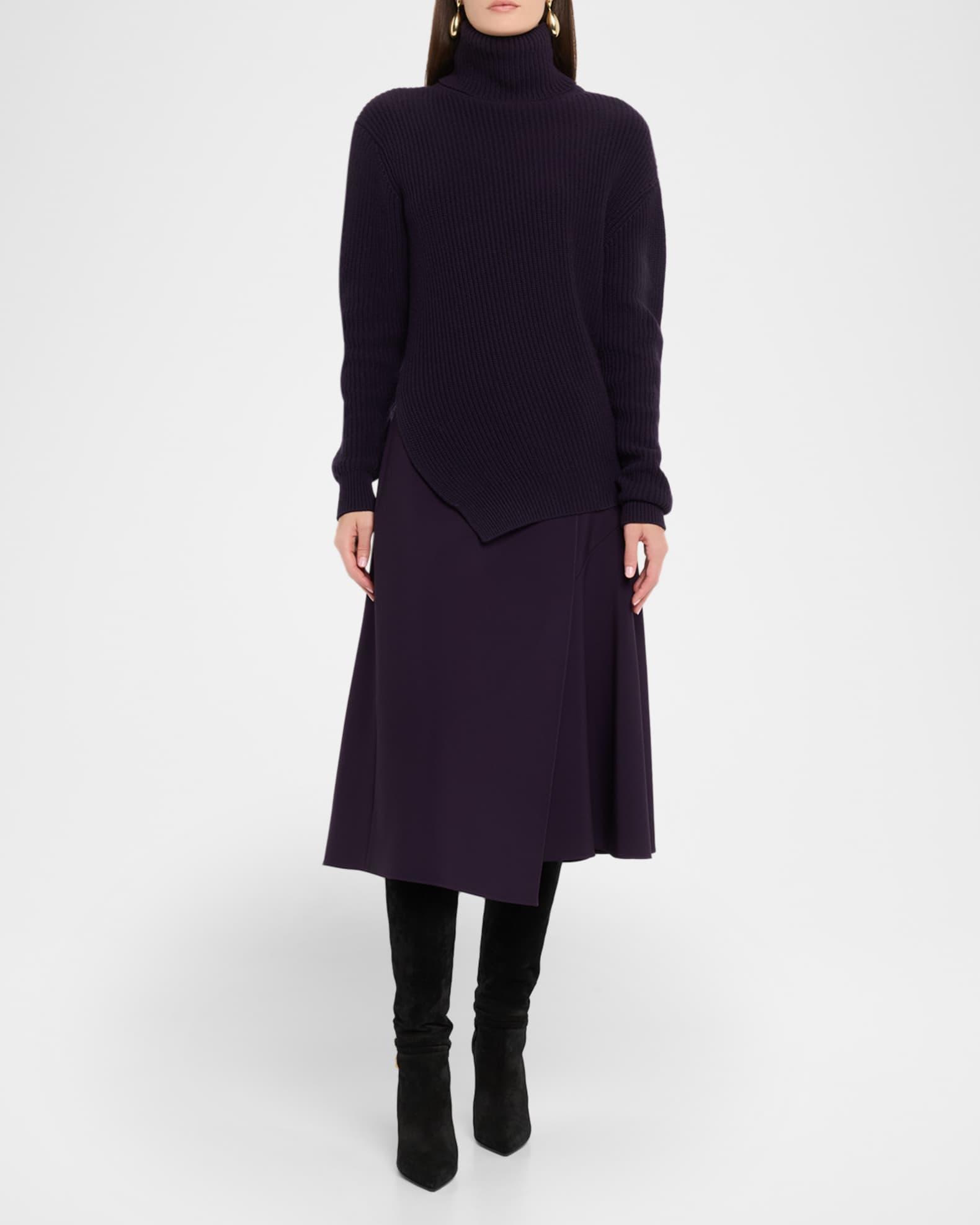 Draped  Wool Broadcloth Wrap Midi Skirt Product Image