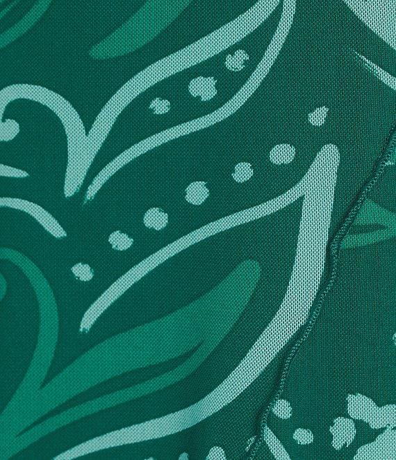 Slim Factor by Investments Kiki Paisley Print Crew Neck Long Sleeve Ruffled Hem Lined Top Product Image