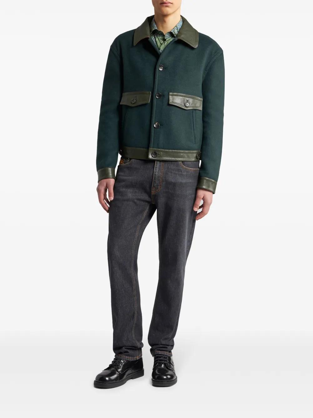 leather-trimmed shirt jacket Product Image