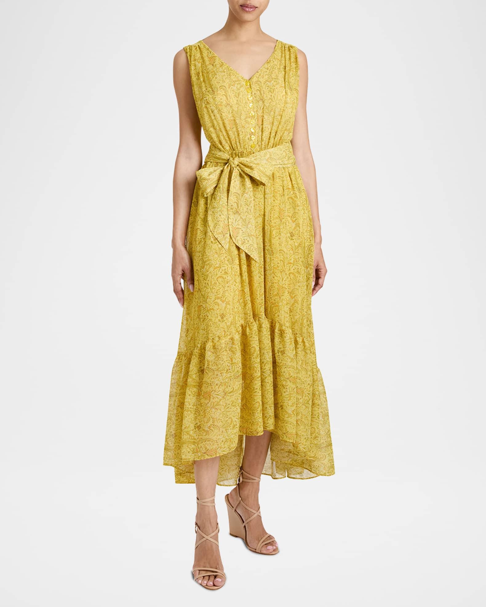 Flounce Floral-Print Georgette Midi Dress Product Image