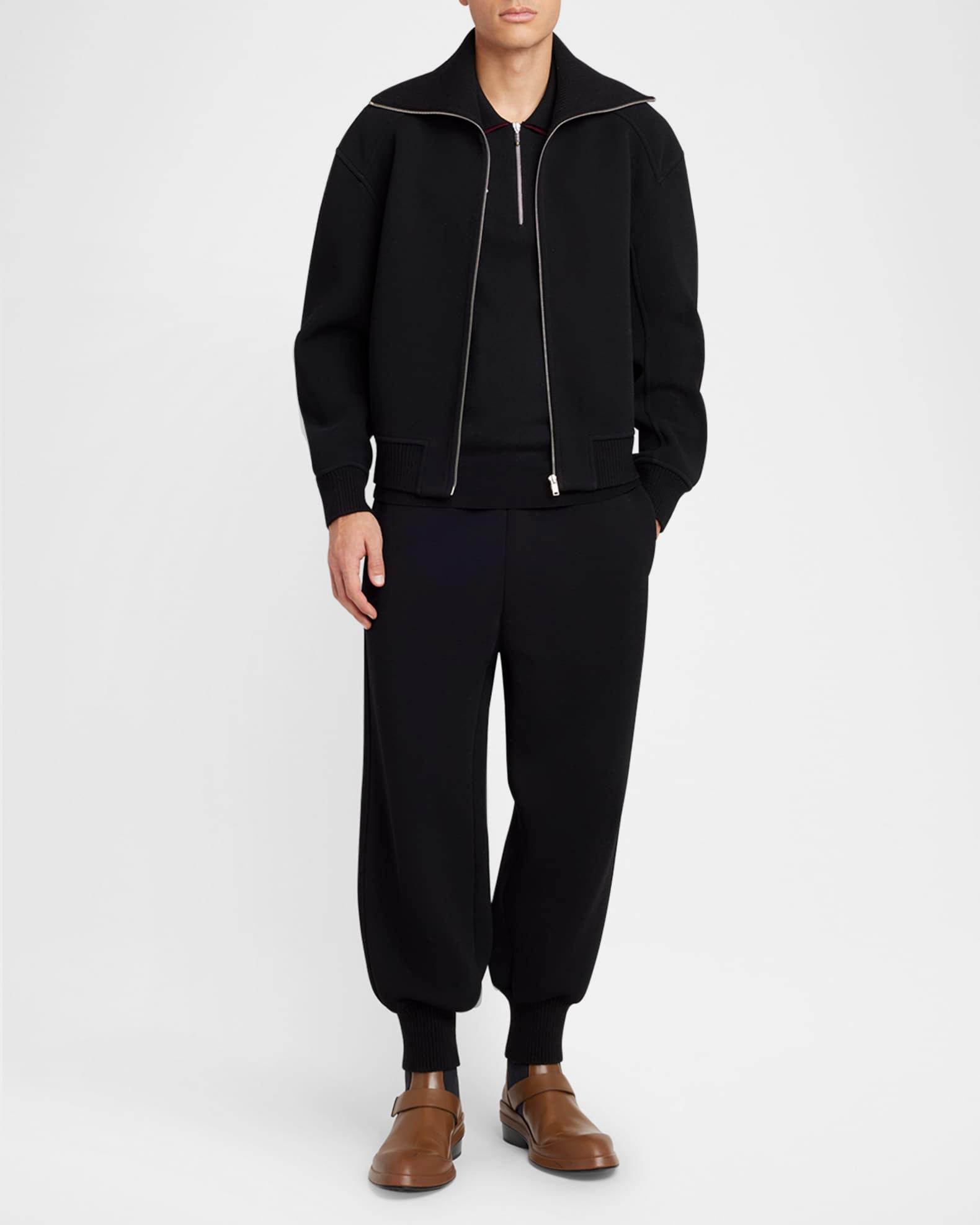 Men's Contrast-Collar Wool Quarter-Zip Polo Shirt Product Image