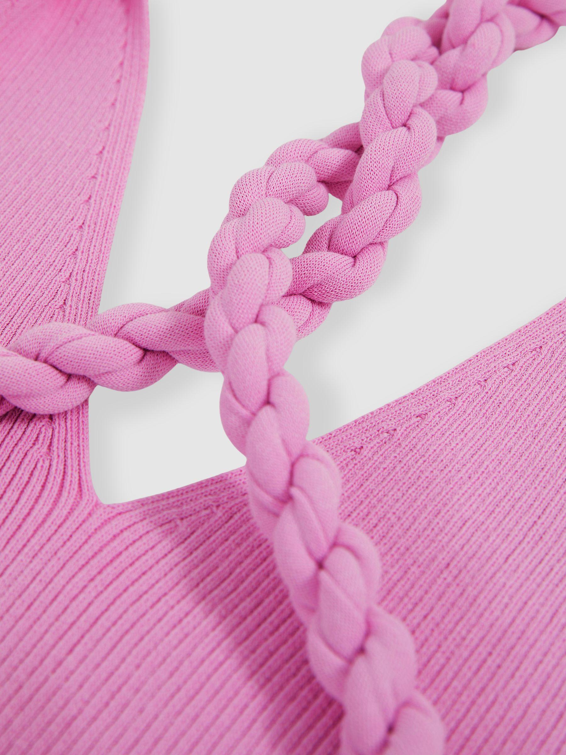Twist-Strap Rib-Knit Vest in Pink Product Image