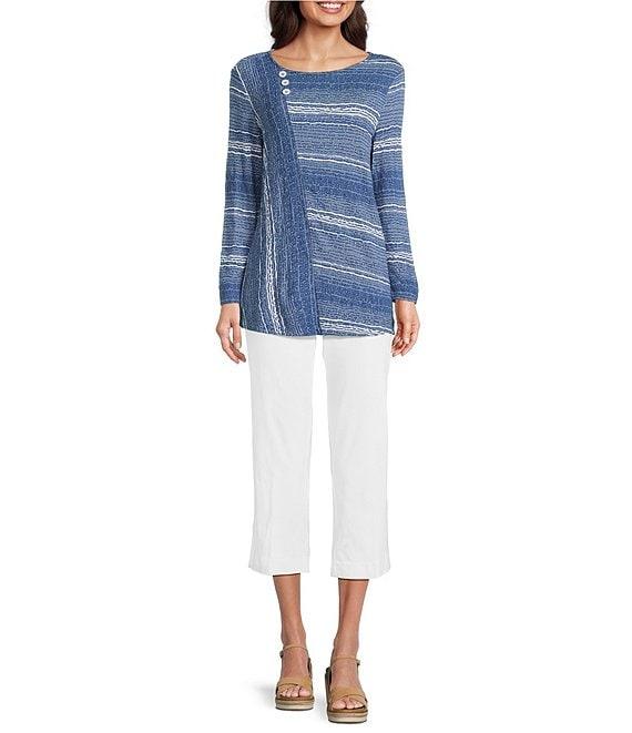 Ali Miles Textured Knit Round Neck Long Sleeve Top Product Image