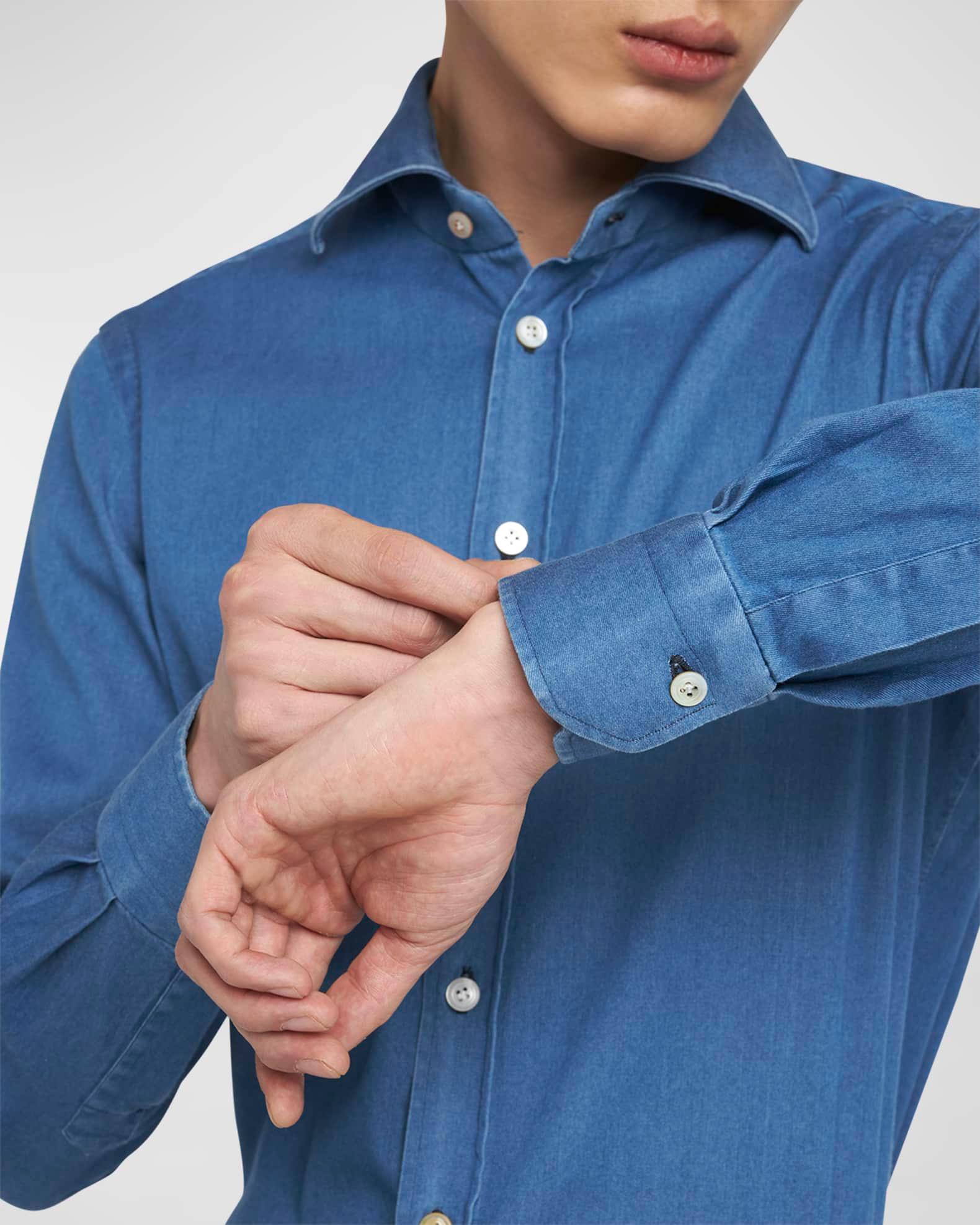 Men's Stretch Chambray Casual Button-Down Shirt Product Image