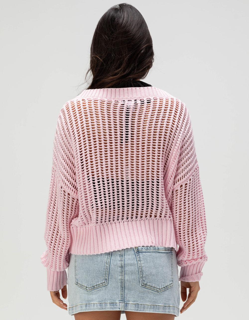 RSQ Womens Box Stitch V-Neck Sweater - LIGHT PINK Product Image