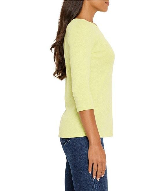 NIC + ZOE NZT Knit Boat Neck 3/4 Sleeve Tee Product Image