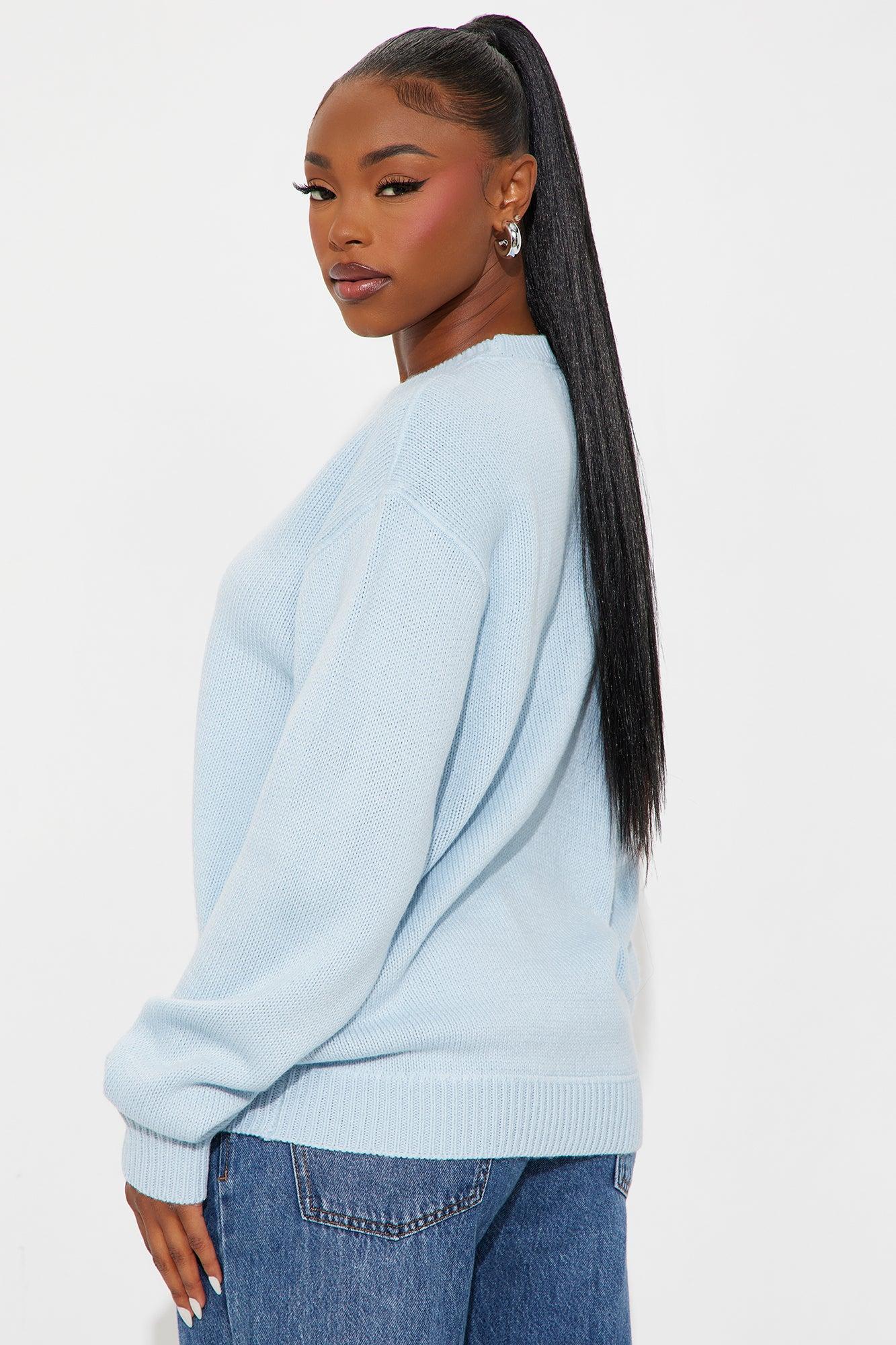 The Cozy Days Pullover Sweater - Ice Blue Female Product Image