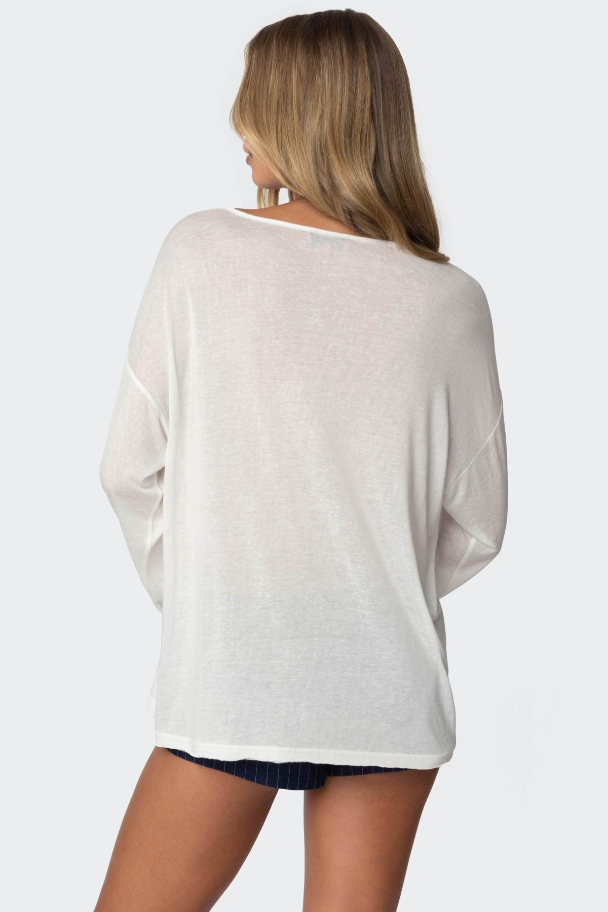 Oversized Semi Sheer Long Sleeve T Shirt Product Image