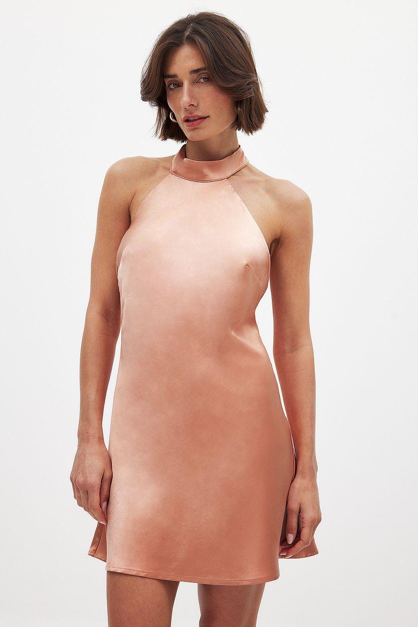 Hammered Satin Tie Back Mini Dress Product Image