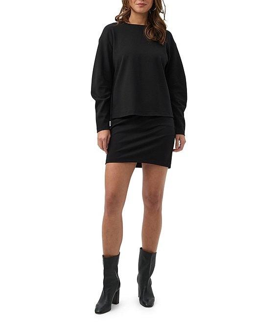 Trina Turk Savoy Cozy Ponte Crew Neck Long Barrel Sleeve Top Product Image