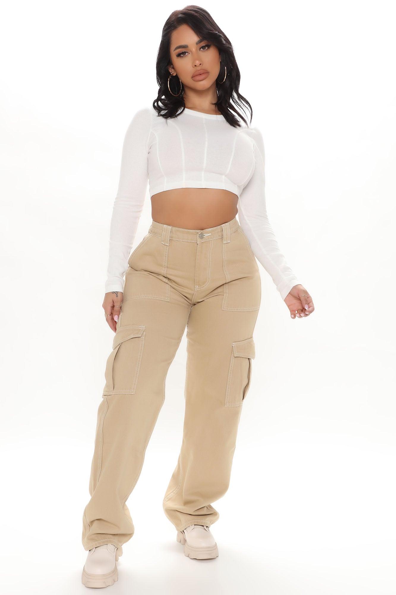 Give Me A Break Cargo Carpenter Jeans - Khaki Product Image