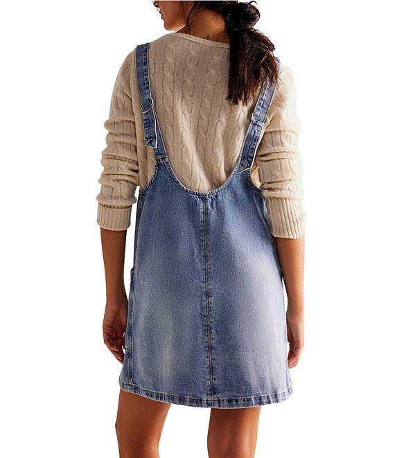 Free People We The Free High Roller Denim Scoop Neck Sleeveless Overall Dress Product Image