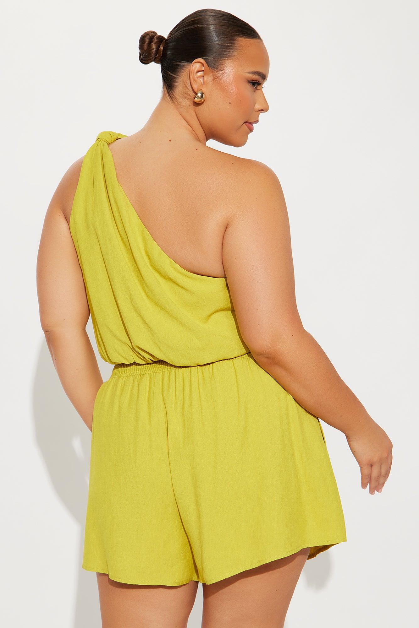 Serena Linen Short Set - Chartreuse Product Image