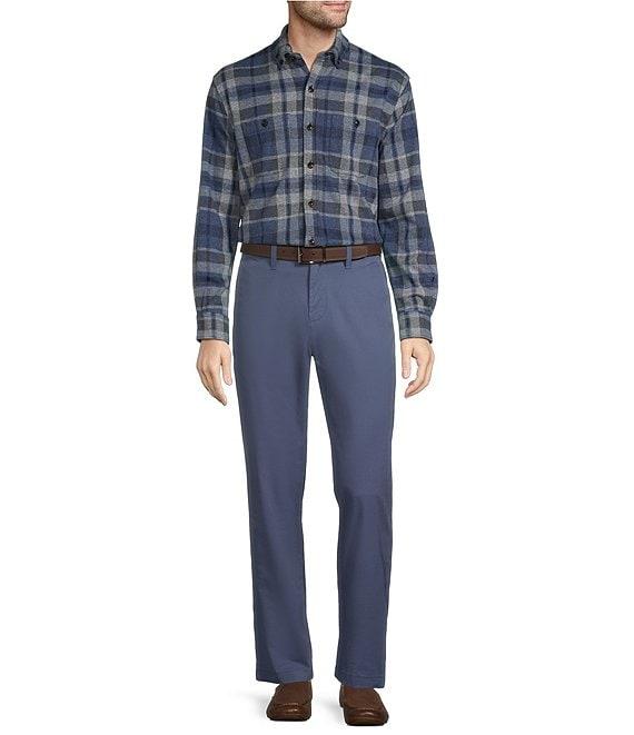 Roundtree & Yorke Long Sleeve Button Down Collar Large Plaid Knit Button-Front Shirt Product Image
