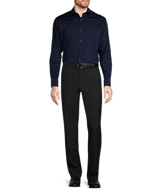 Murano Big & Tall Slim Fit Solid Sateen Spread Collar Long Sleeve Woven Shirt Product Image