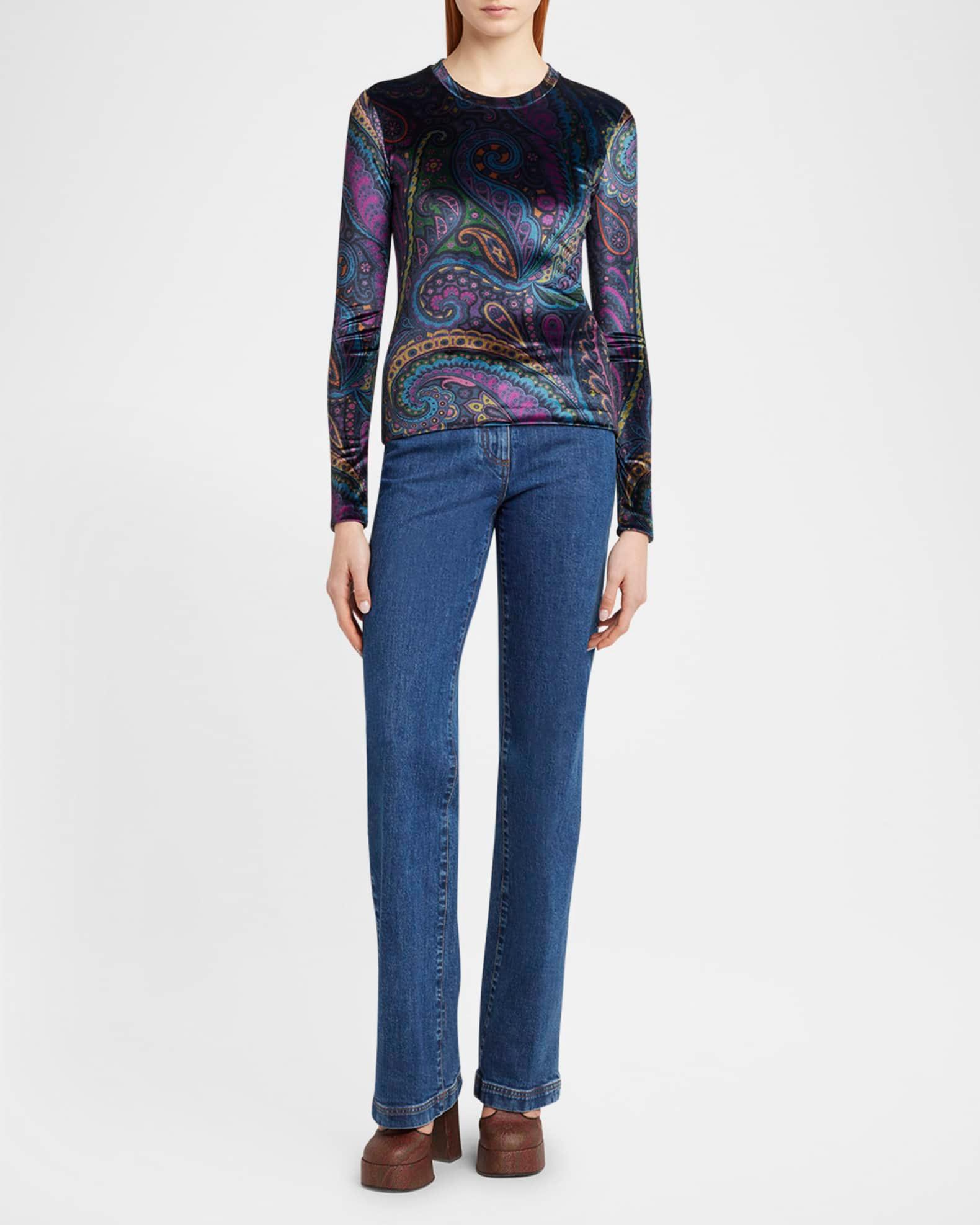 Emerald Paisley Velvet Long-Sleeve Top Product Image