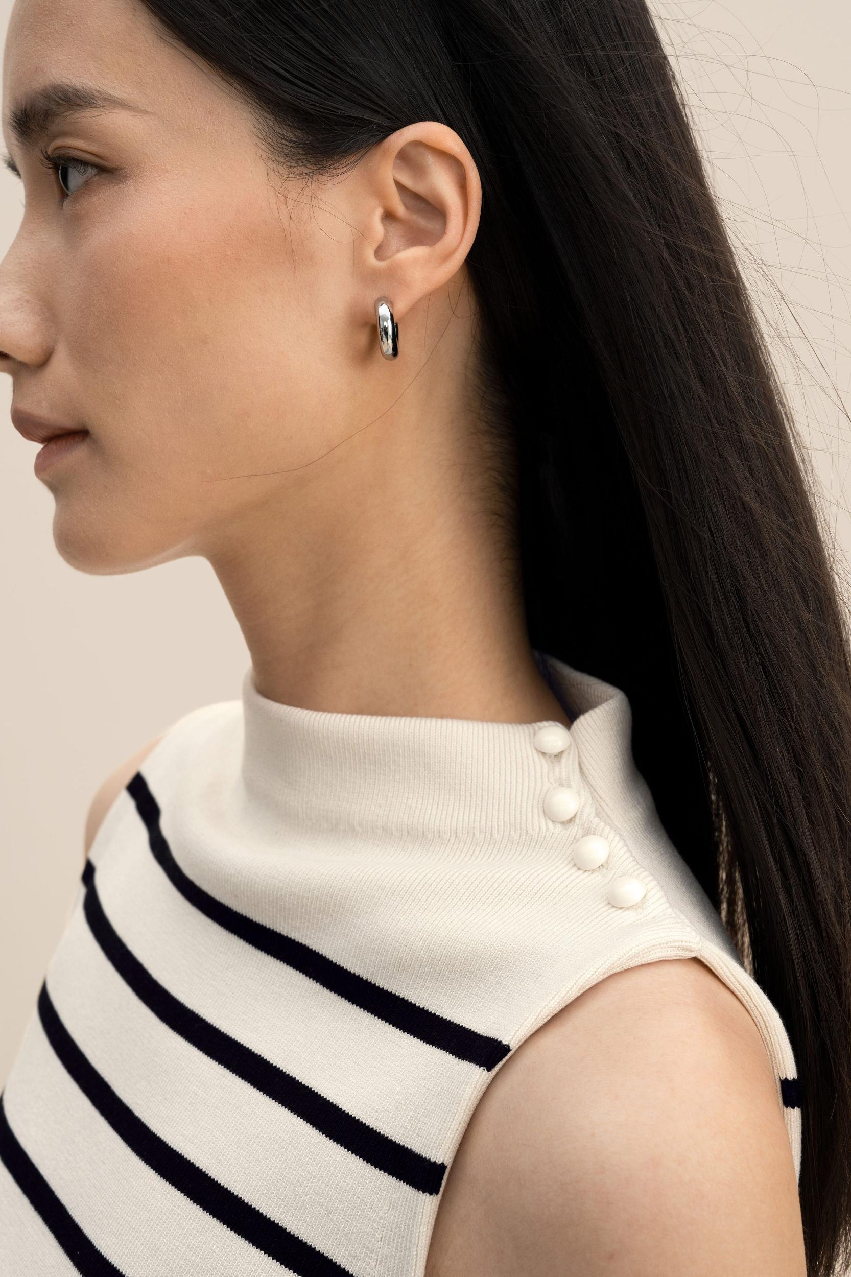 Cropped Spun Silk Strip Sweater Product Image