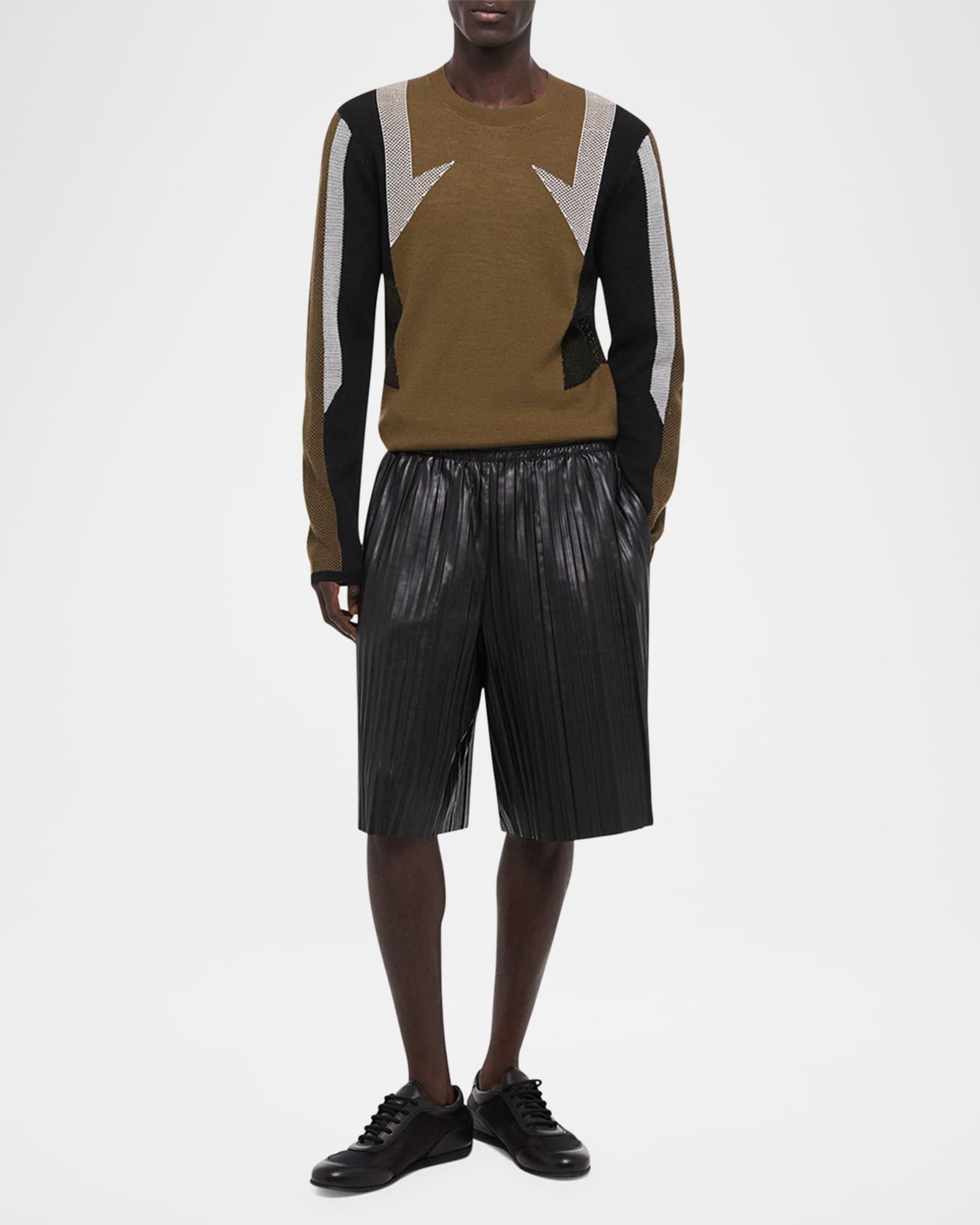 Men's Pleated Leather Pull-On Shorts Product Image