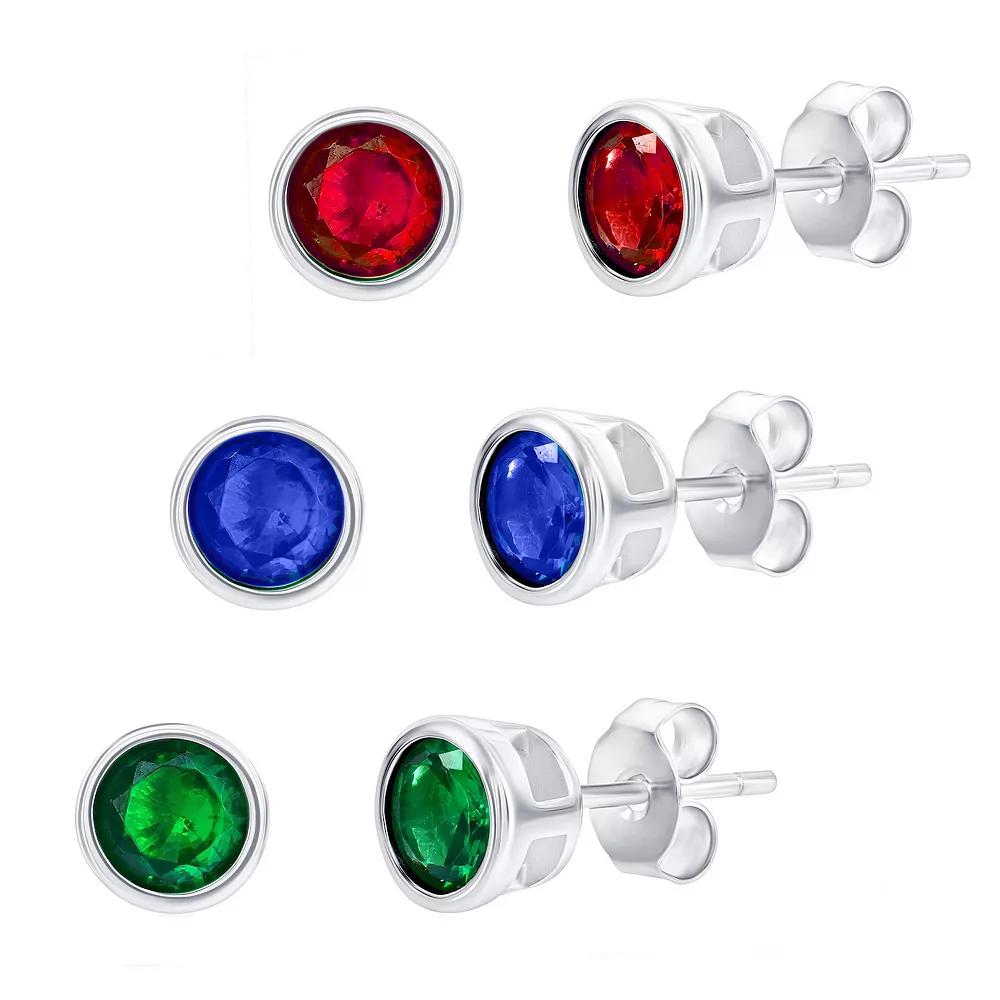 Argento Bella Sterling Silver Cubic Zirconia 6 mm Stud Earrings, Women's Product Image