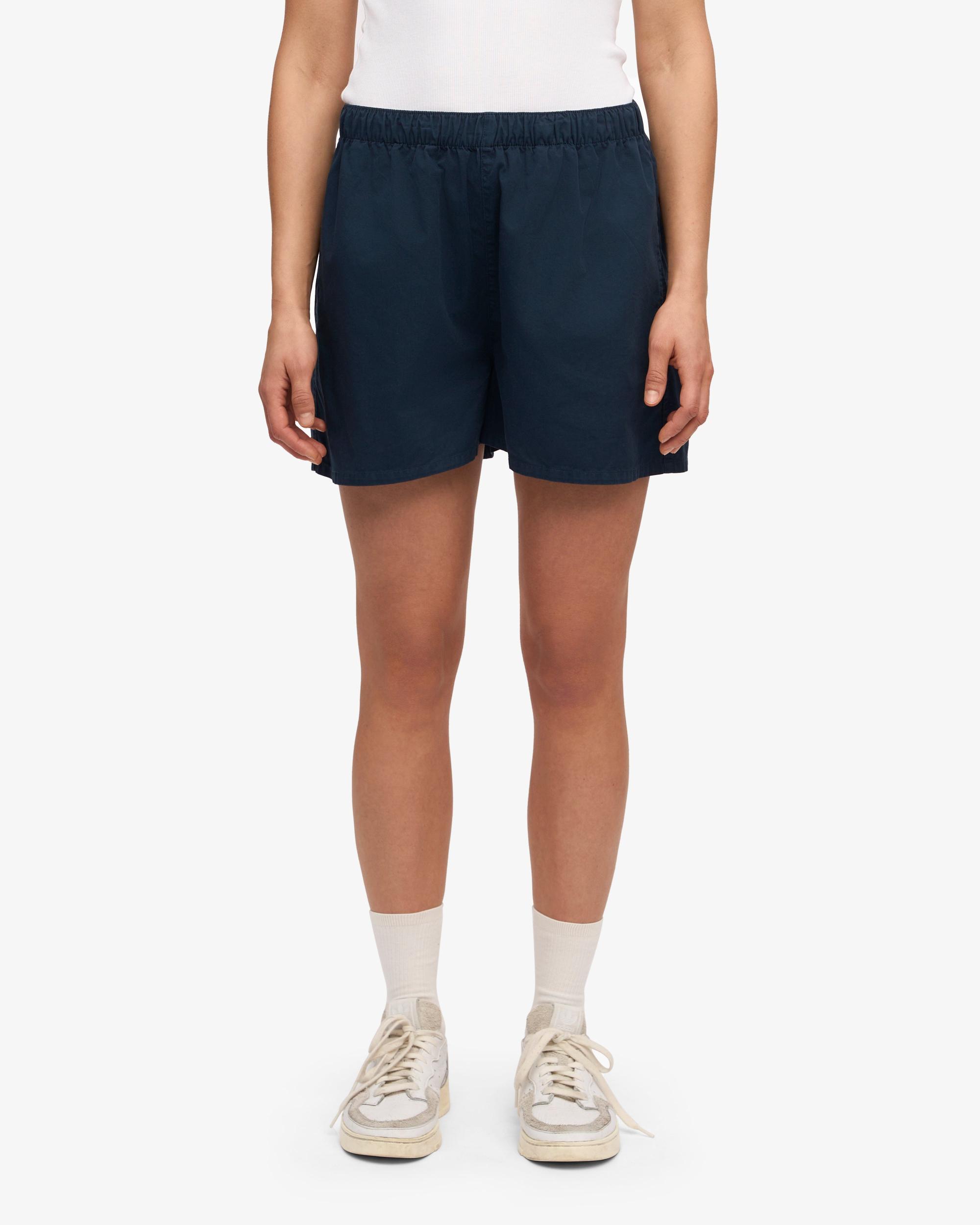 Women Organic Twill Shorts - Navy Blue Product Image