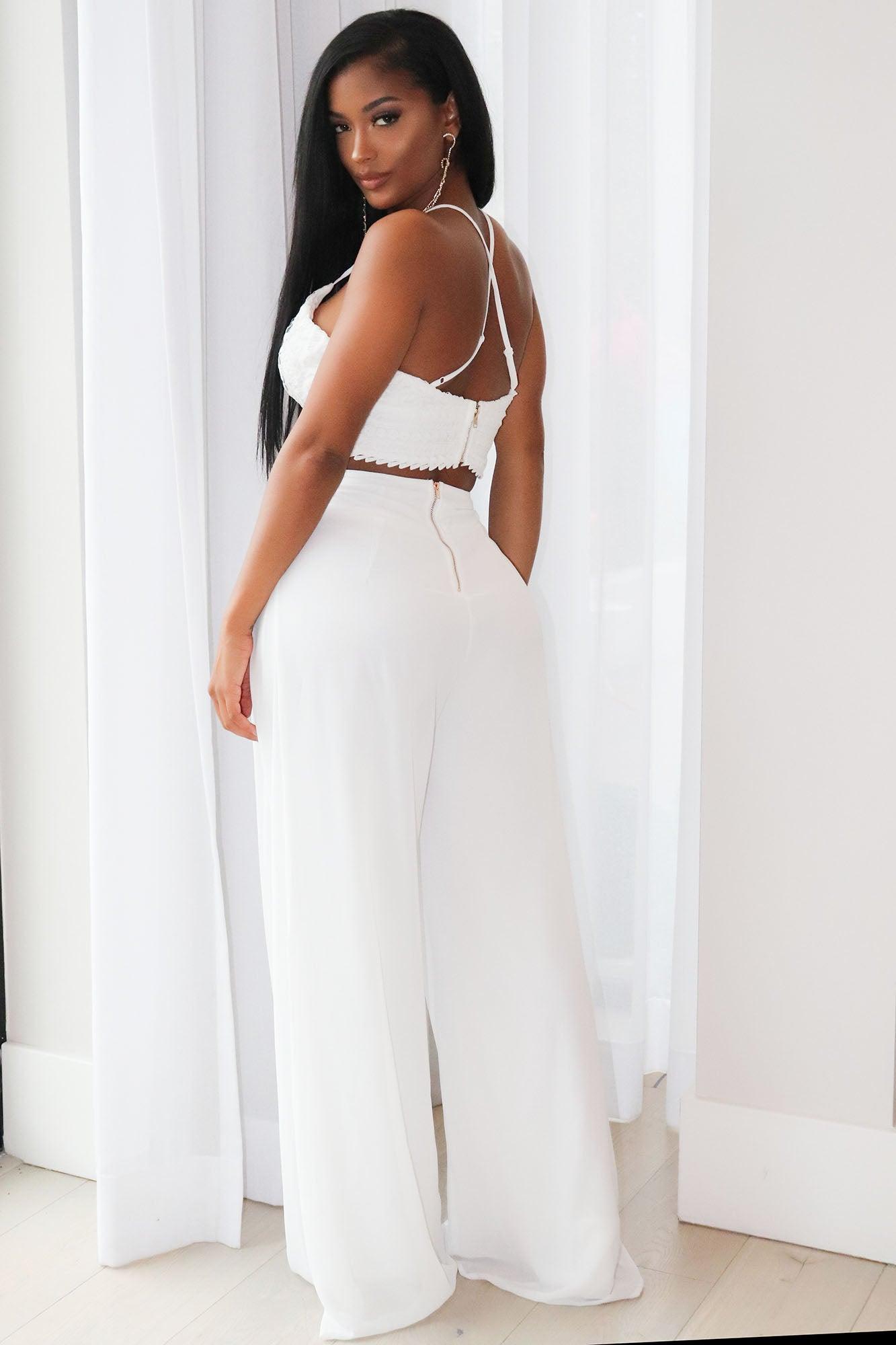 Here To Stay Pant Set - White Product Image