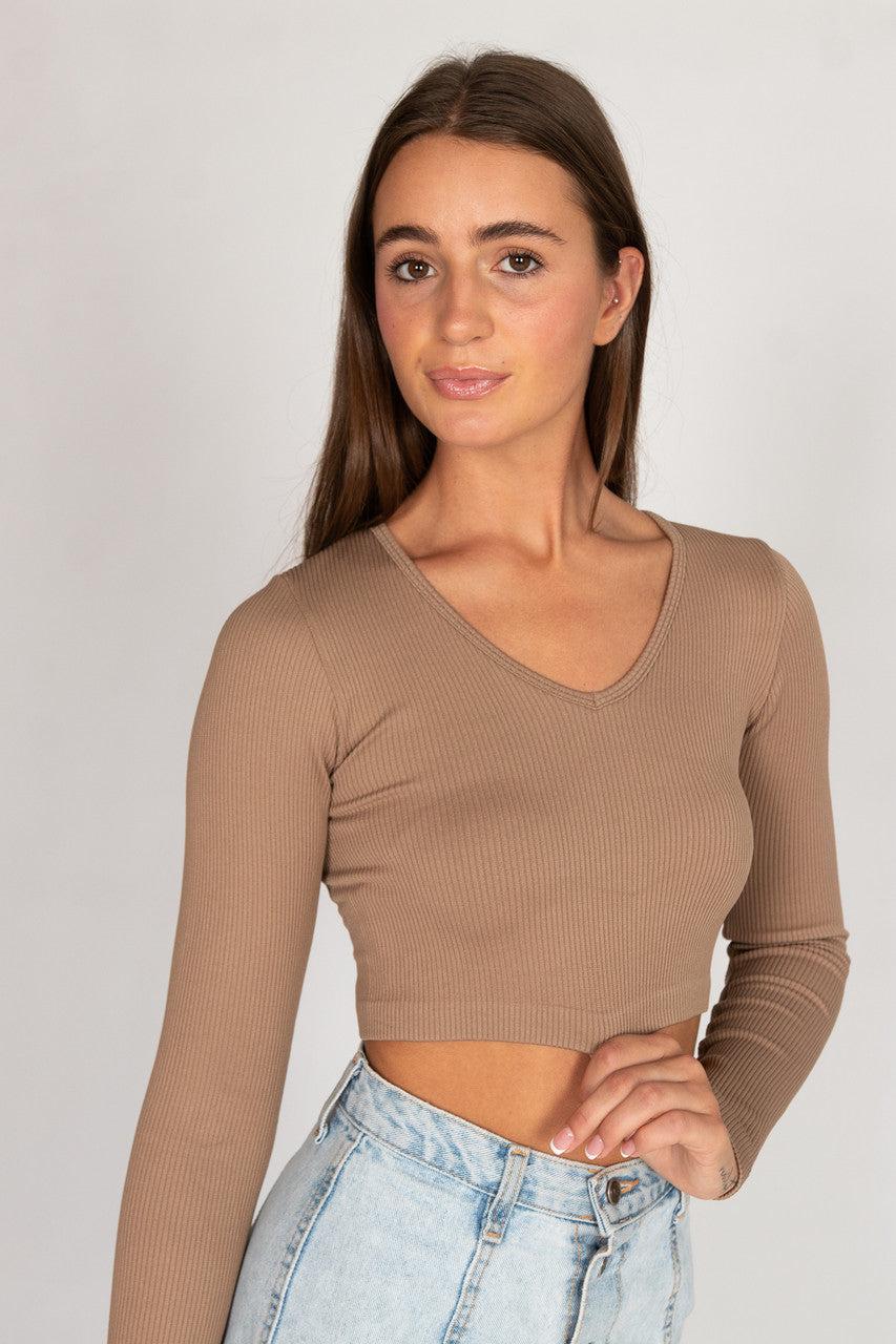Seamless Long Sleeve V Neck Shirt Product Image