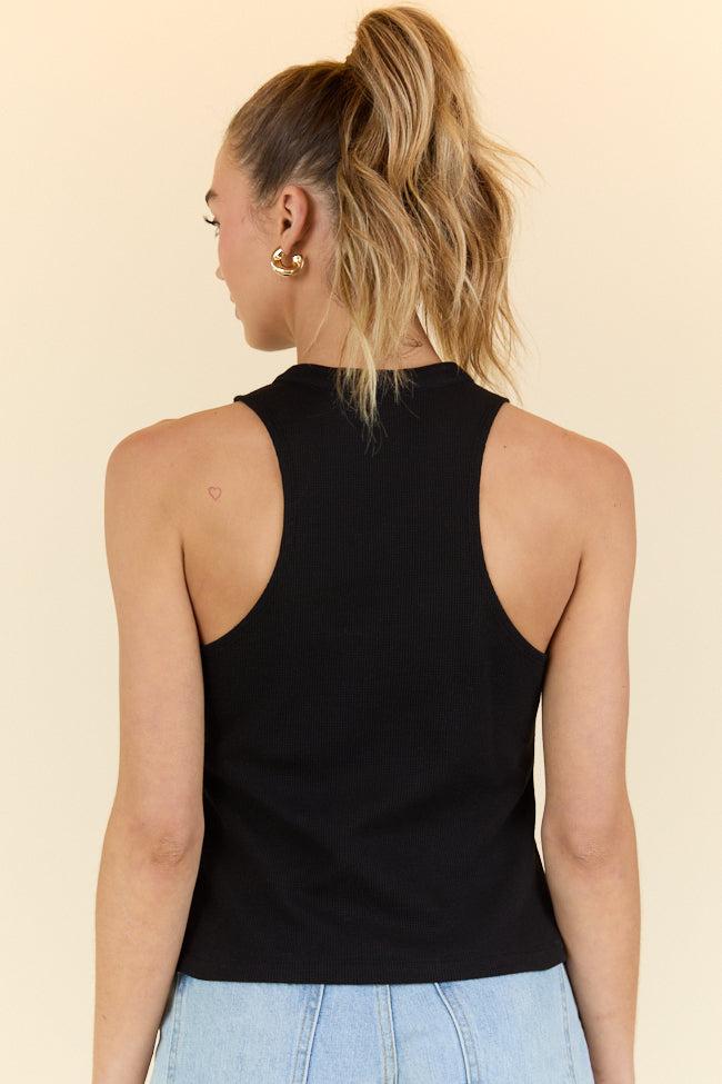 Just Breathe Black Waffle Knit Lounge Tank FINAL SALE Product Image