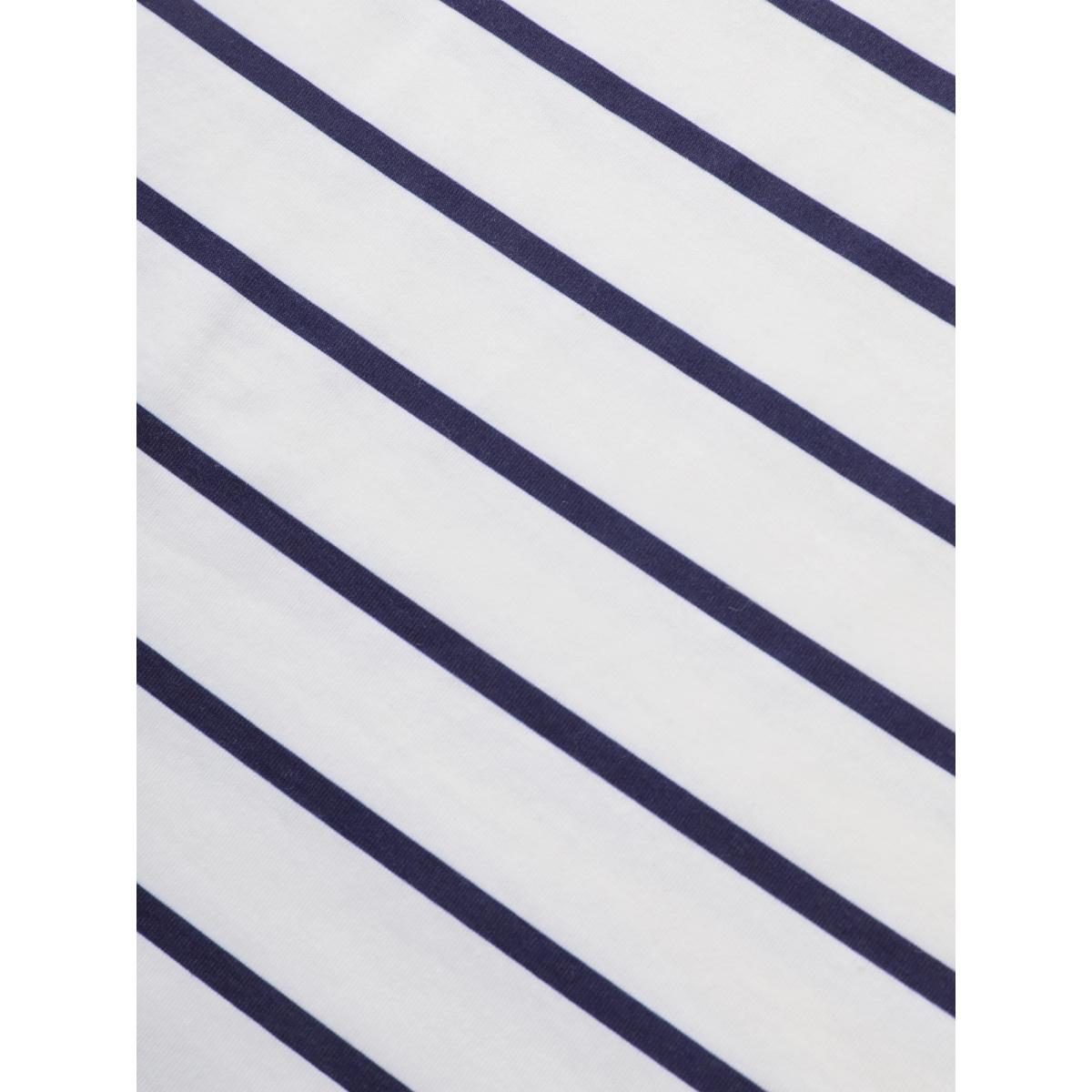 Plus Size Striped Contrast Boho Print Crew Neck T-shirt Indigo Women Casual Round Neck Everyday T-shirts BloomChic 18-20/2X Product Image