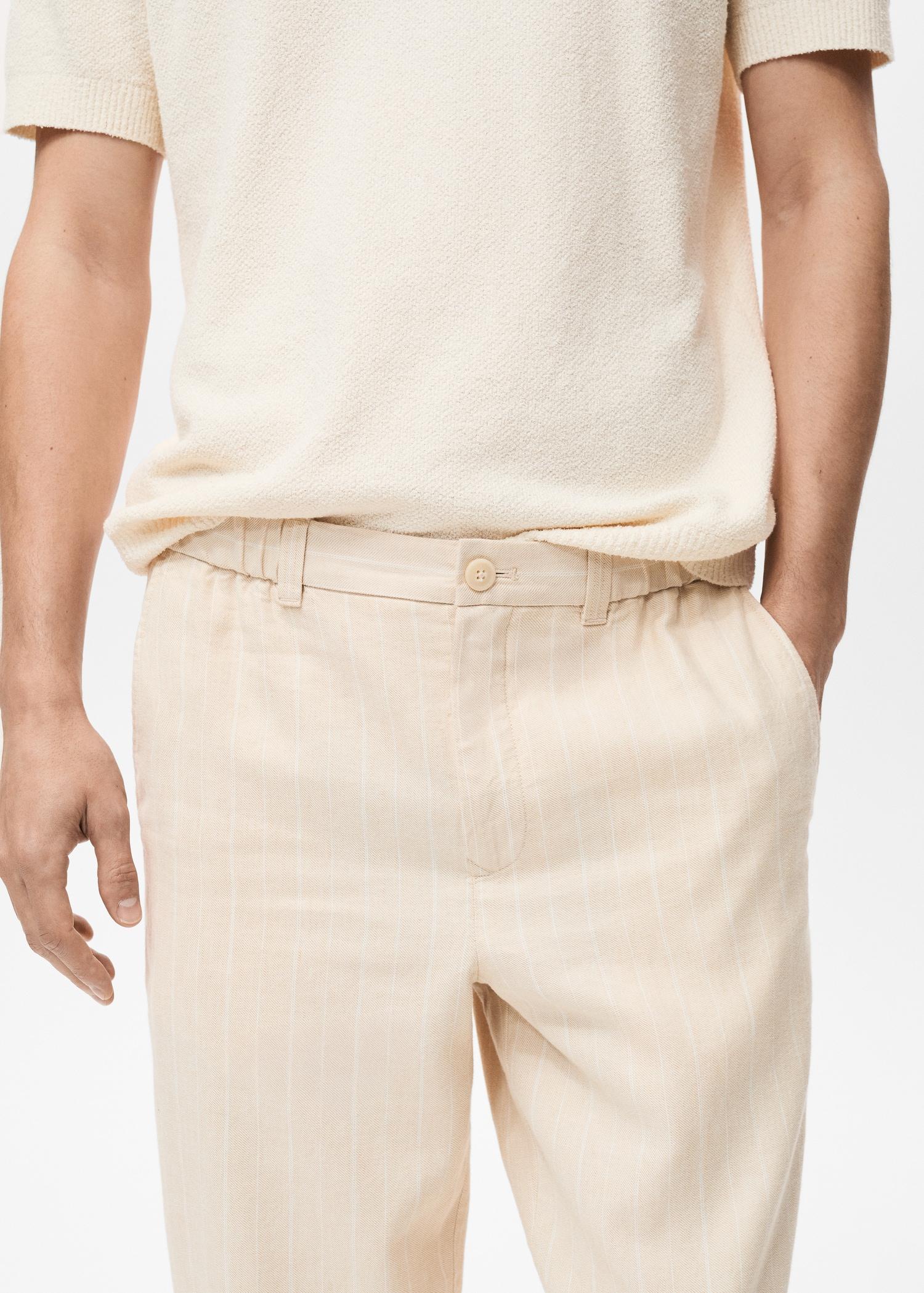 Pinstripe linen pants - Men | MANGO USA Product Image