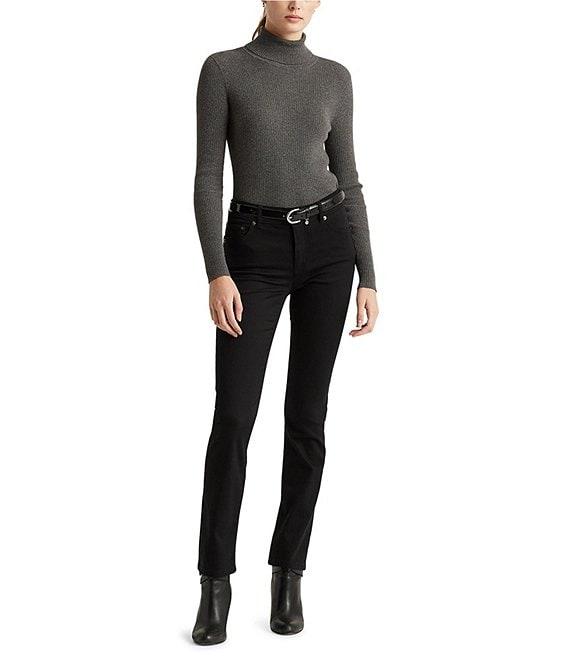 Lauren Ralph Lauren Petite Size Mid Rise Straight Leg Jeans Product Image