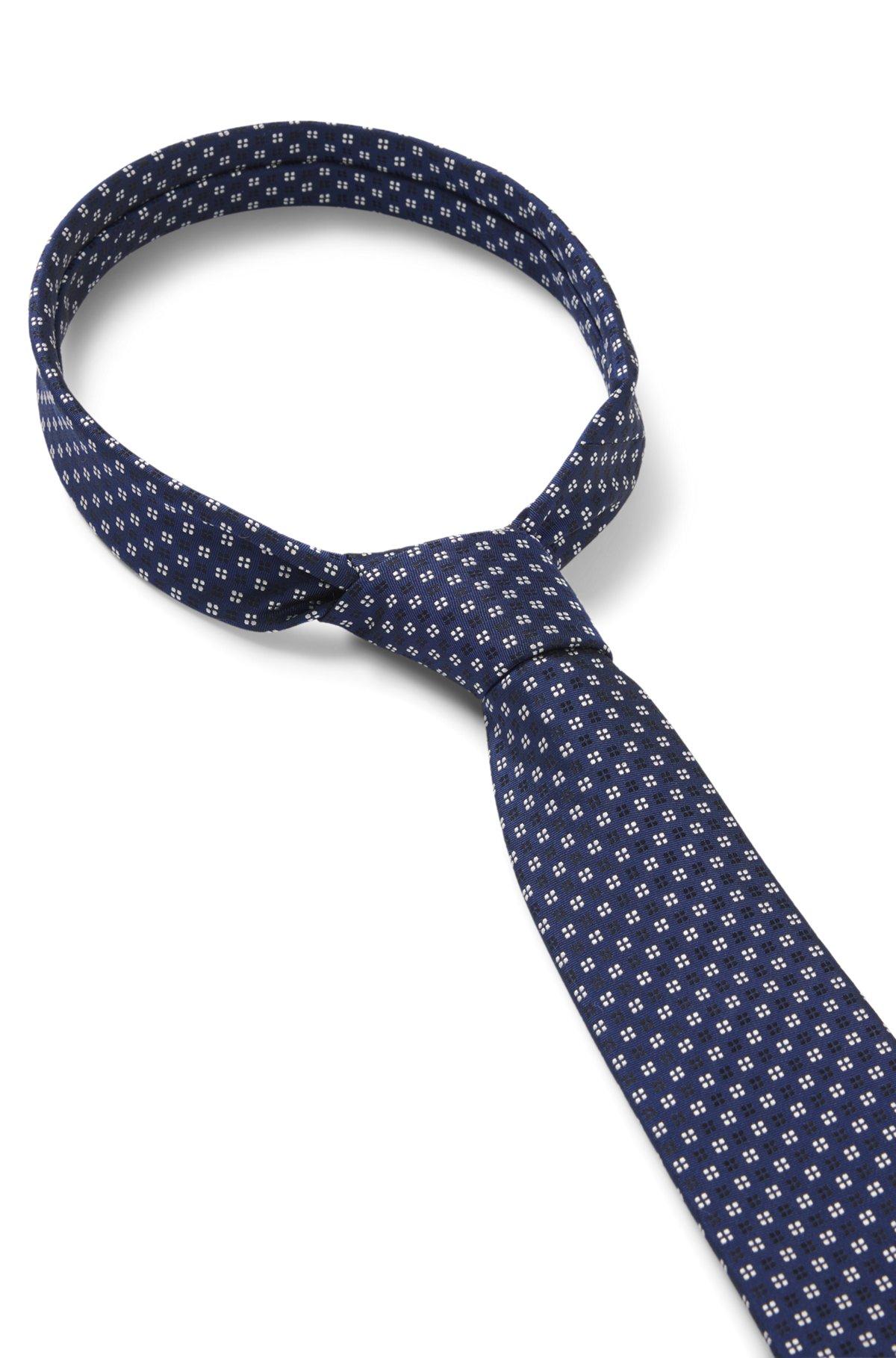 BOSS - Silk-blend tie with jacquard pattern - Dark Blue Product Image