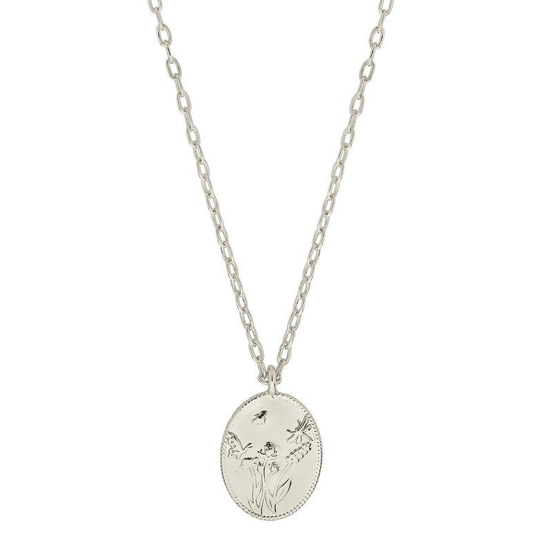 MC Collective Engraved Garden Pendant Necklace, Women's, Size: 18", Silver Tone Product Image