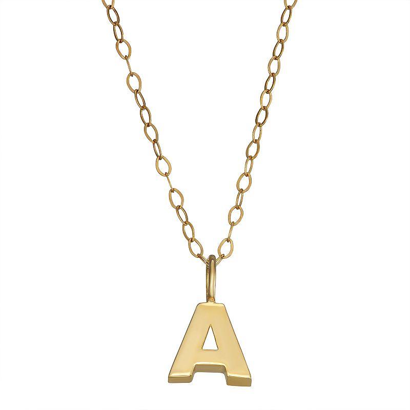 10K Gold Initial Pendant on 14K Gold Filled Chain, Womens Product Image