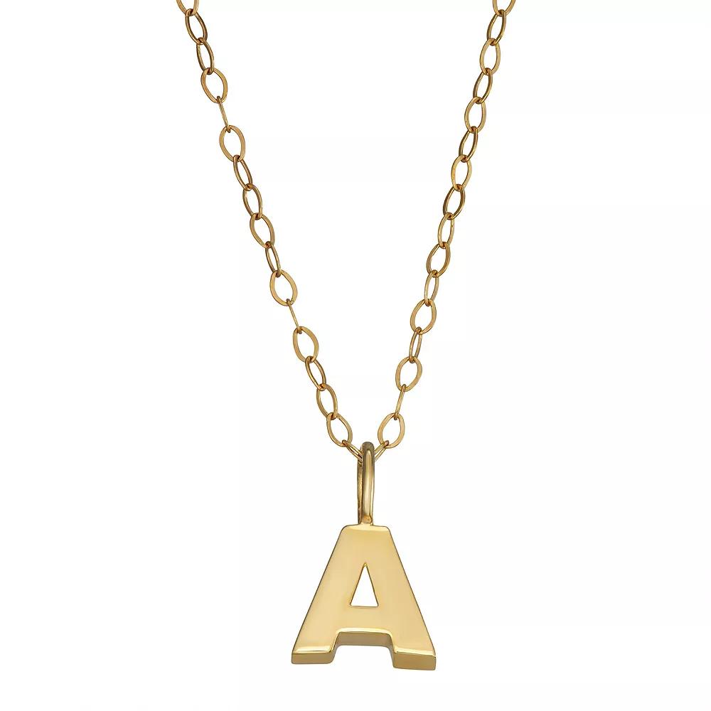 10K Gold Initial Pendant on 14K Gold Filled Chain, Womens Product Image