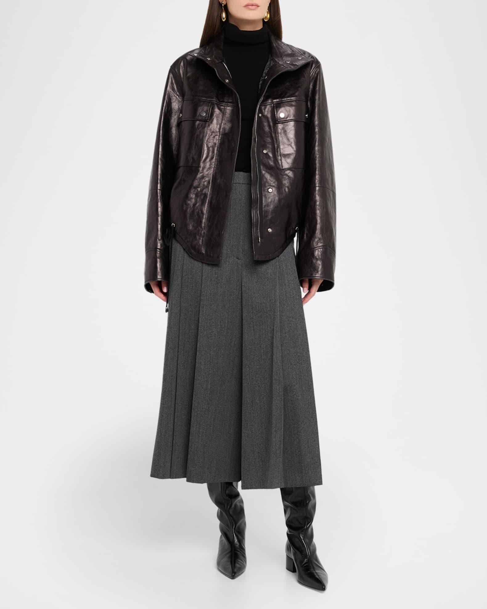 Washed Leather Bomber Jacket Product Image