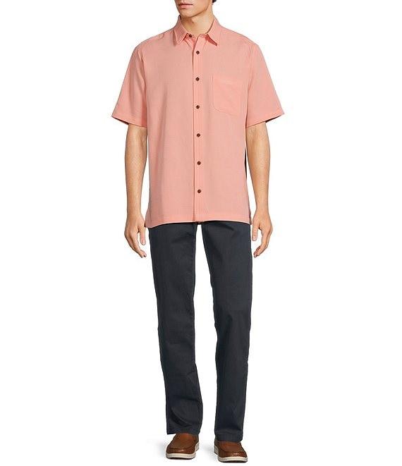 Roundtree & Yorke Short Sleeve Solid Slub Sport Shirt Product Image
