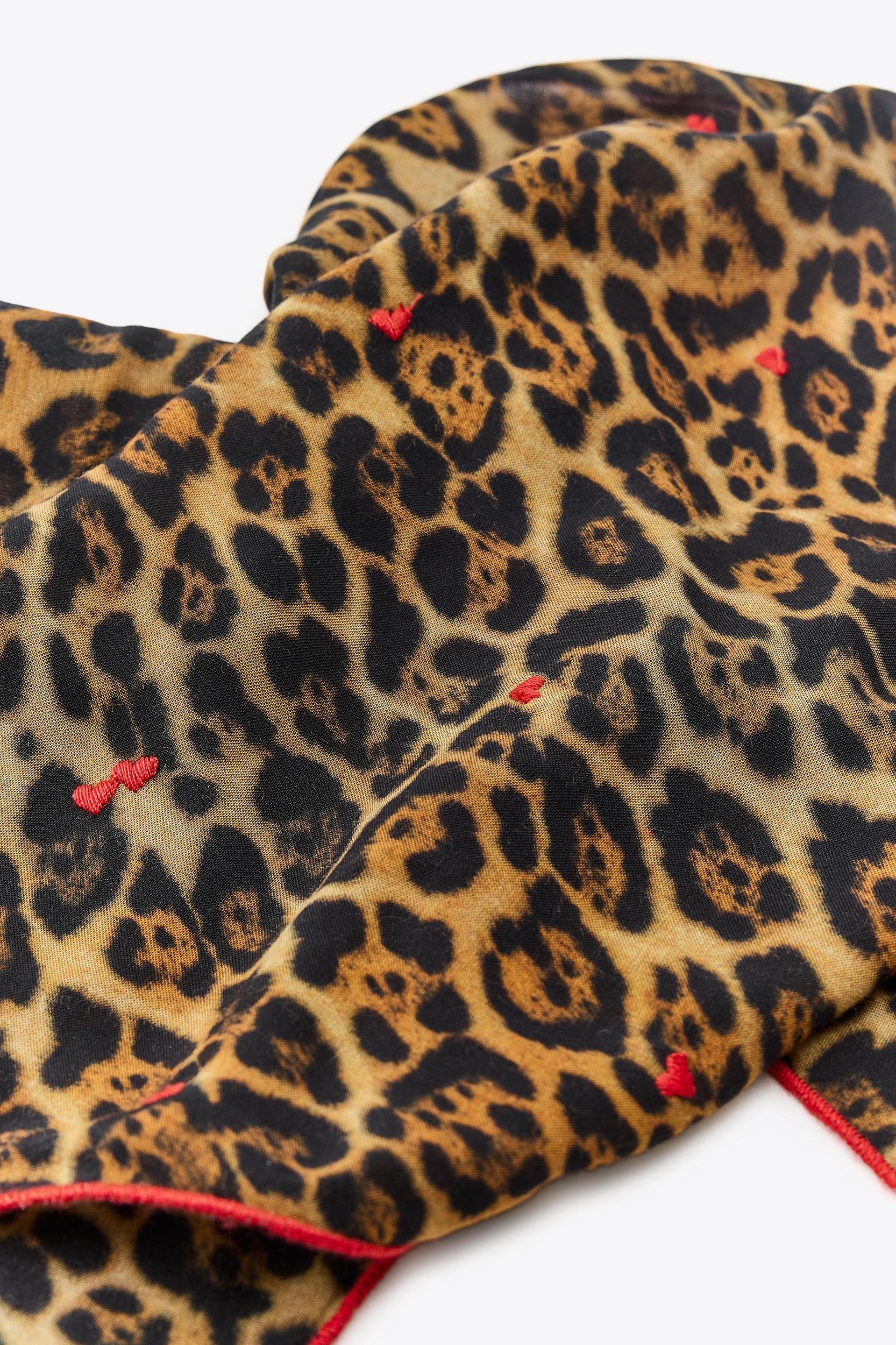 ANIMAL PRINT BANDANA WITH HEART EMBROIDERY Product Image