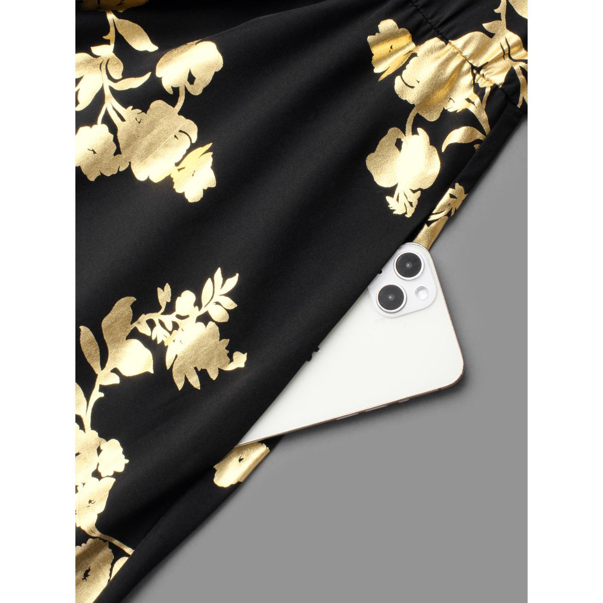 Plus Size Glitter Floral Crochet Lace Mesh Dress Black Women Cocktail Woven ribbon&lace trim Party Curvy Bloomchic 26/4X Product Image