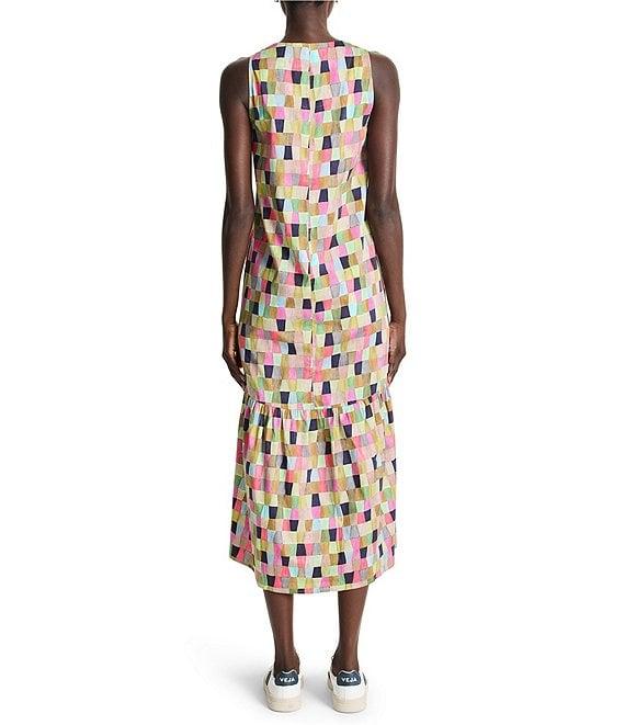 NIC + ZOE Colorfield Print Split V-Neck Sleeveless Ruffle Midi Dress Product Image